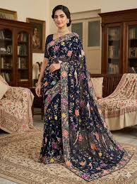 Midnight Silk Mukaish Saree